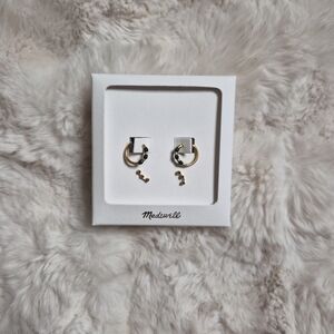 Madewell Earrings Set Gold Mini Hoops Faux Diamond Trio Starry Posts New NIB ✨️